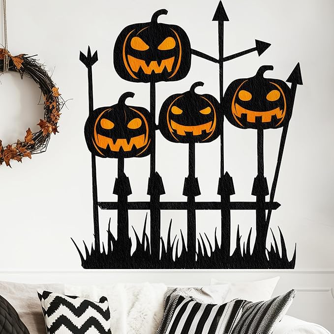 Halloween Wall Decals,Peel and Stick Halloween Theme Decor Stickers,Removable Vinyl Spooky Scary Face Wall Sticker for Holiday Party Decor. (Pumpkin Jack-o-Lantern Wall Decal)