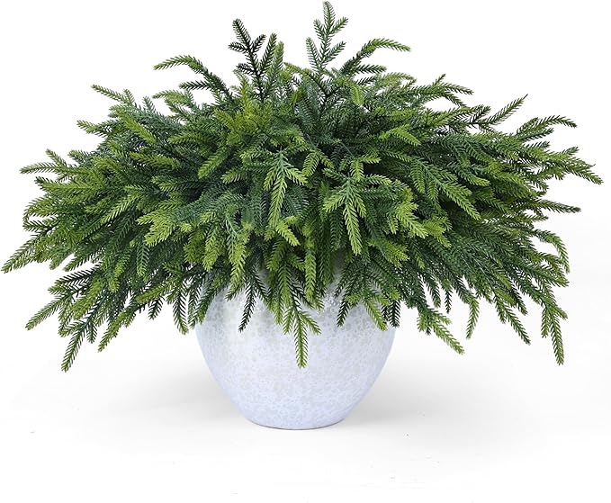 36 Pcs Christmas Greenery Pines Branch Pine Branches Artificial Green Pine Stem - Real Touch for Vase DIY Crafts Flower Arrangement Home Indoor Christmas Decor(18 Inch)