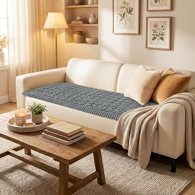 Smiry Pet Couch Cover for 3 Cushion Sofa, Non-Slip Fuzzy Couch Cover for Dogs Washable, Thick Soft Sofa Slipcovers Cushion Protector Pet Friendly (Grey, 27.6" x 88")