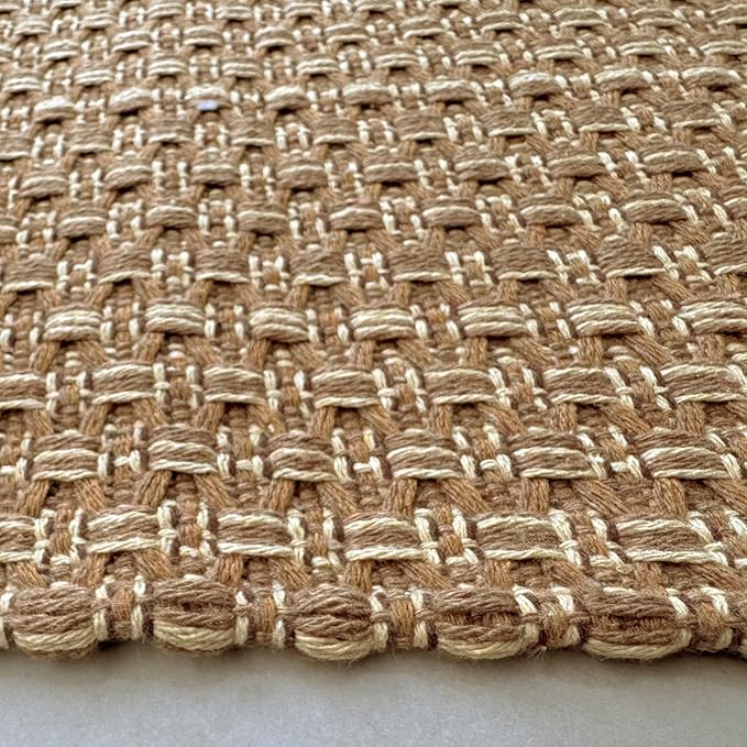 Runner Rug – Boho 2x5 ft Hallway Runner Rug,Braided Design Neutral Entryway Rug with Rubber Backing,Light Brown,Machine Washable,Solid Faux Jute Rug,for Bedroom,Bathroom,Non-Slip
