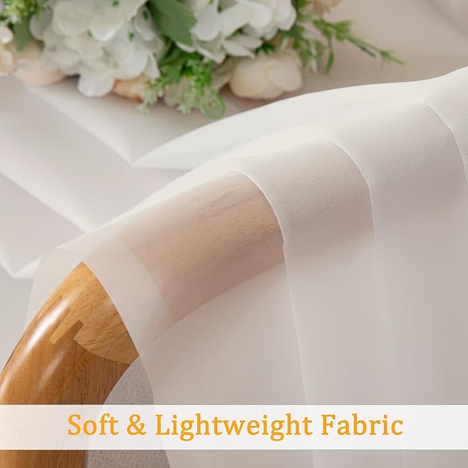 Gwine Ivory Sheer Curtains 30 Inch Length, Short Light Filtering Voile Small Cafe Kitchen Curtains with Rod Pocket, Short Curtain for Bathroom Window, 42x30 Inch, 2PCS