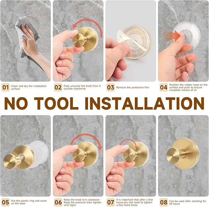 Upgrade Suction Cup Hooks for Shower,Heavy Duty Towel Hooks for Bathrooms, No Drill Suction Hooks for Inside Shower, Reusable Shower Hooks for Glass Doors & Windows(4, Brushed Gold)
