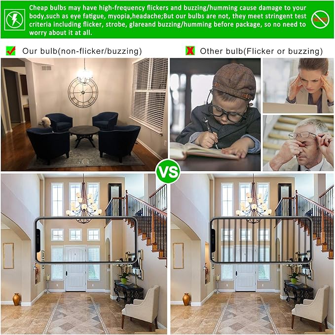 LiteHistory E12 led Bulb Dimmable 4W Equal 40W led Candelabra Bulb Daylight 5000K Clear T6 T25 E12 Edison Bulb for Ceiling Fan,Chandelier AC120V 400LM 6Pack