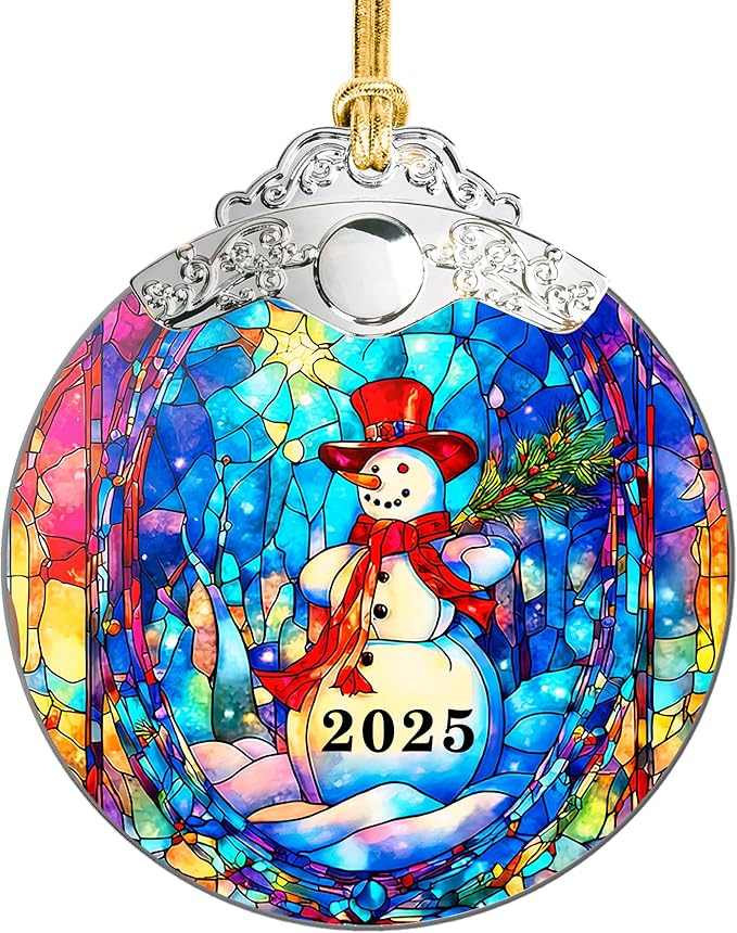 Christmas Ornaments 2025, Snowman, Unique Christmast Ornaments 4 Inch Acrylic Ornament Art, White Elephant Gifts for Adults, Gifts for Coworkers, Stocking Stuffers for Women