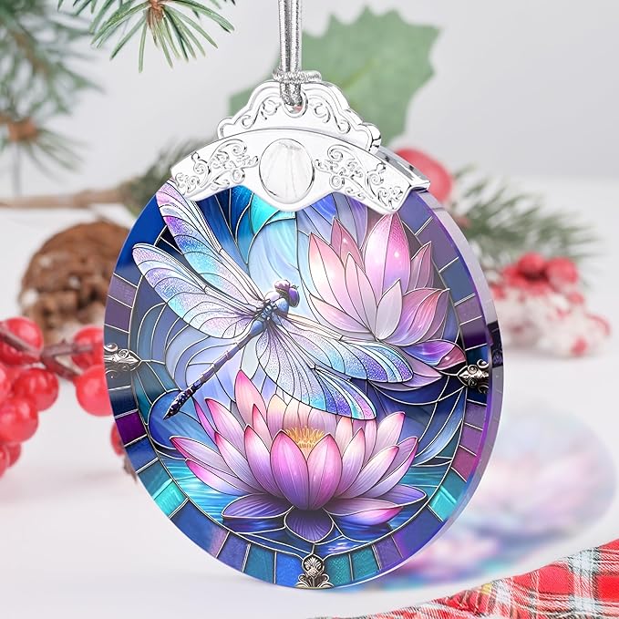 Dragonfly Ornament, Christmas Ornaments, Christmas Decorations for Tree, Stained Glass Ornament, Heirloom Keepsake, Gift Exchange, Gift Ideas, Bauble Present