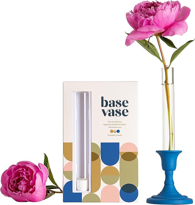 Base Vase (3-Pack) - The Bud Vase That Fits in Taper Candle Holders | Create Floral Arrangements for Tablescapes, Centerpieces, Weddings and Home Decor