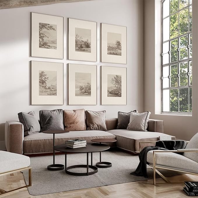 Joocrise Neutral Wall Art Decor Set of 6 Vintage Canvas Wall Art Rustic Farmhouse Wall Art Botanical Prints Country Pictures Neutral Vintage Artwork for Living Room Bedroom 12x16 Inch Unframed