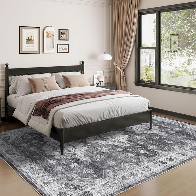 Dripex Washable Area Rug 6x9 Living Room Rug Stain & Water Resistant Foldable Thin Vintage Rugs Bedroom Rug Floor Carpet for Dining Room Kitchen Bathroom Farmhouse Office