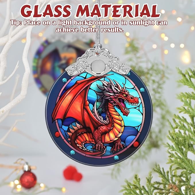 Dragon Ornament, Christmas Ornaments, Christmas Decorations for Tree, Stained Glass Ornament, Heirloom Keepsake, Gift Exchange, Gift Ideas, Bauble Present - Flying Dragon