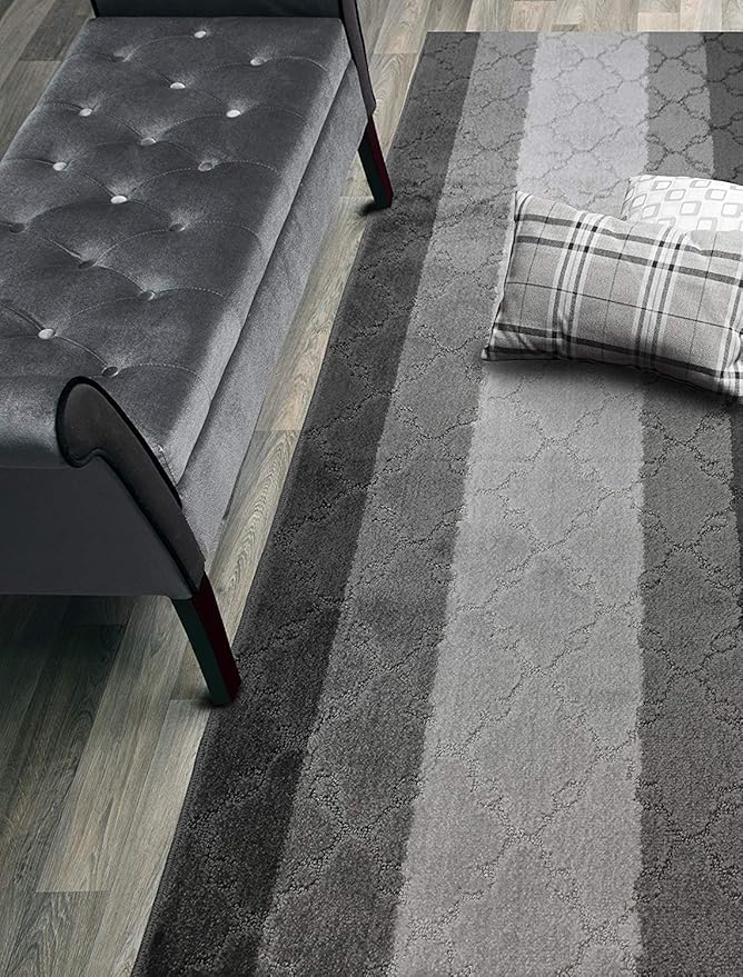 Custom Size Hallway Runner Rug, Slip Resistant, 26 Inch Wide X Your Choice of Length, Trellis Anthracite, 26 Inch X 6 feet