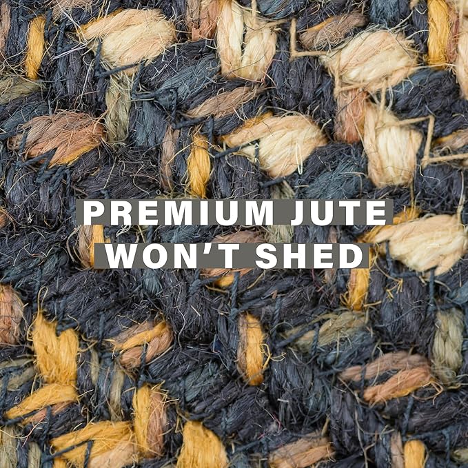 Homespice Kilimanjaro Oval Braided Rugs 5x8' - Primitive Dining Room Rugs for Under Table, Reversible, Durable and Low Maintenance No-Shed Jute