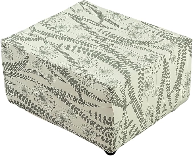 HAOYONG Ottoman Cover Square, Stretch Ottoman Slipcover Printed, SoftFoot Stool Cover Protector with Nonslip Elastic Bottom Removable Washable