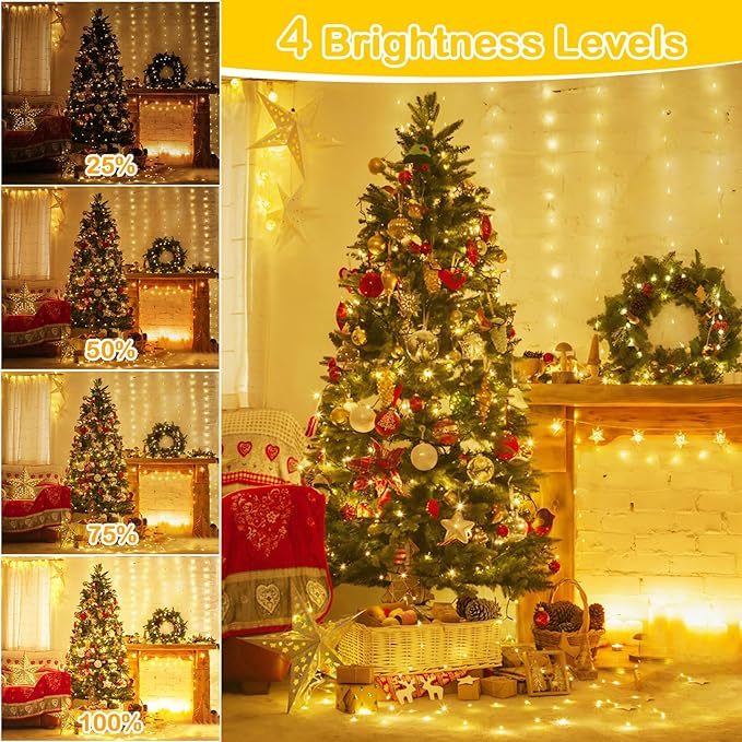 Decute 300LED Christmas Tree String Lights 99FT Silver Wire Warm White Dimmable with Remote Control, UL Cerficated Plug in Fairy Lights Decorative for Party Wedding Indoor Outdoor