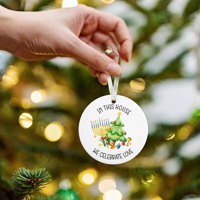 Hanukkah Gifts - Hanukkah Ornaments, Jewish Christmas Ornaments - Chanukah Christmas Ornament - Spiritual Jewish Gifts for Women, Men - Ceramic Ornament 2025