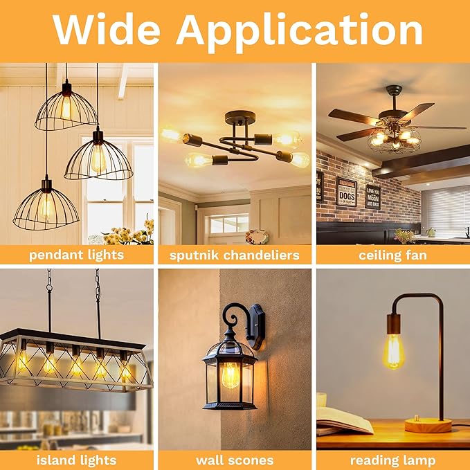 Edison Bulbs E26 Medium Base 2700K Soft White, 750LM ST58 Vintage LED Filament Bulb Clear Glass, Equivalent 75W Dimmable Lights Bulb 90+ CRI for Chandeliers, Pendants, Wall Sconces, 18 Pack
