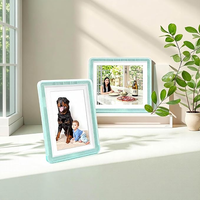 5x7 Picture Frame, Clear Acrylic Photo Frame with White Mat for 4x6 Photos, One-Piece Shatterproof Tool-Free Design, UV-Resistant Waterproof Tabletop Frame for Home Office Decor with 10-Year Warranty