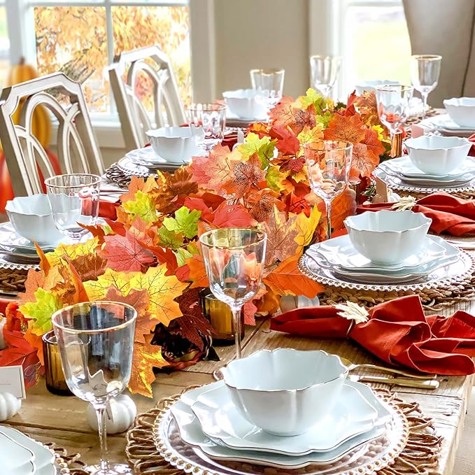 6 Pack Fall Decor for Home Fall Leaves Garland Thanksgiving Decorations Indoor Outdoor 5.8Ft/Piece Artificial Maple Leaf Garland for Autumn Harvest Halloween Party Thanksgiving Decor (Multicolor)
