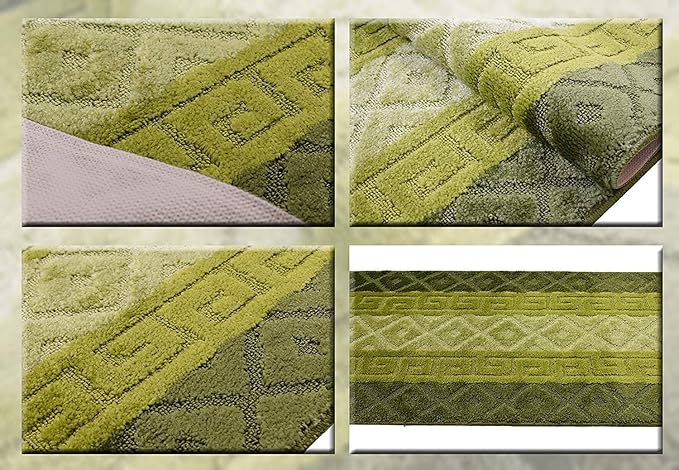 Custom Size Hallway Runner Rug, Slip Resistant, 26 Inch Wide X Your Choice of Length, Meander Green, 26 Inch X 18 feet