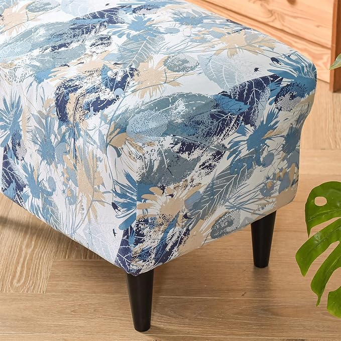 Eco-Ancheng Ottoman Cover Rectangular Storage Ottoman Slipcover Footrest Stool Covers with Nonslip Elastic Bottom