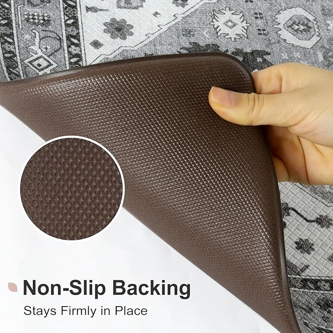 Collive Boho Kitchen Rugs and Mats 2PCS, Cushioned Anti Fatigue Kitchen Mats for Floor Waterproof Non Slip Comfort Foam Standing Mat for Kitchen,Office,Sink,Laundry,17x30+17x47