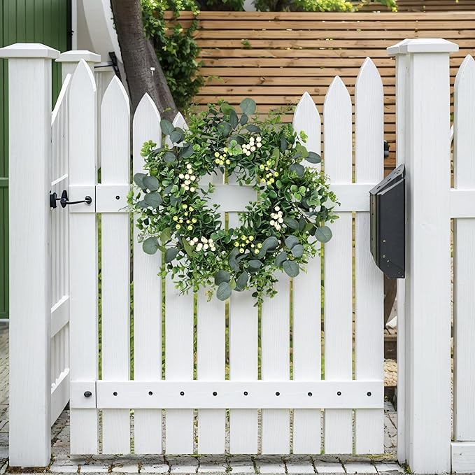 26 inch Eucalyptus Wreath Spring Summer Wreaths for Front Door, Artificial Large All Seasons Wreaths with for Farmhouse Porch Wall Living Room Home Wedding Decor
