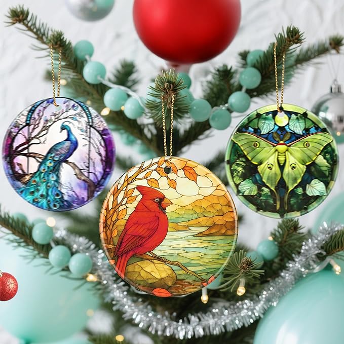 Christmas Ornaments, Dodosky 2.8in Ceramic Cardinal Ornament, Xmas Decor, Christmas Tree Ornaments, Xmas Decorations for Tree, Holiday Ornament, Cardinal Gifts, Gifts for Women, Mom, Grandma