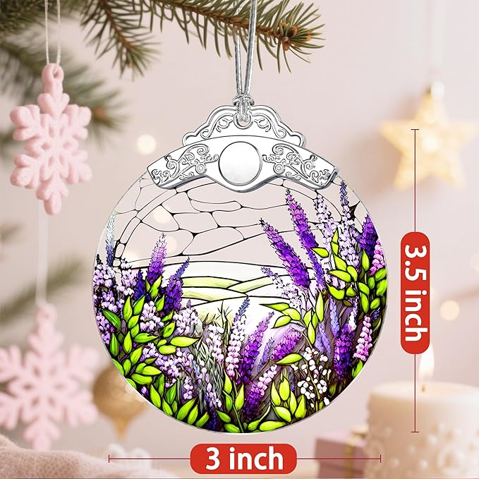 Christmas Ornaments: Stained Glass Ornament, Christmas Tree Ornament, Hanging Ornaments for Home Decor & Xmas Tree Decorations – Exquisite Holiday Decor, Gifts & Holiday Present - Lavender