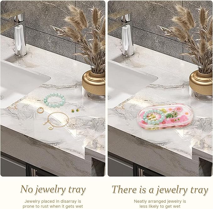 Jewelry Ring Trinket Dish ：Gift for Bride Wedding Engagement Mother Best Friend (1, transparent)