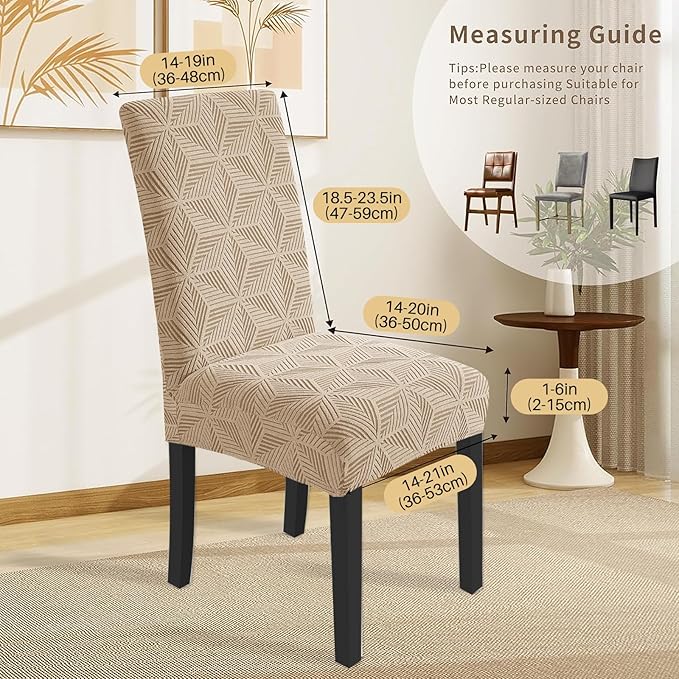 YEMYHOM Dining Chair Covers Set of 2, Stretch Dining Room Parsons Chair Slipcover, Removable Washable Furniture Protector for Home, Kitchen, Banquet (Khaki)