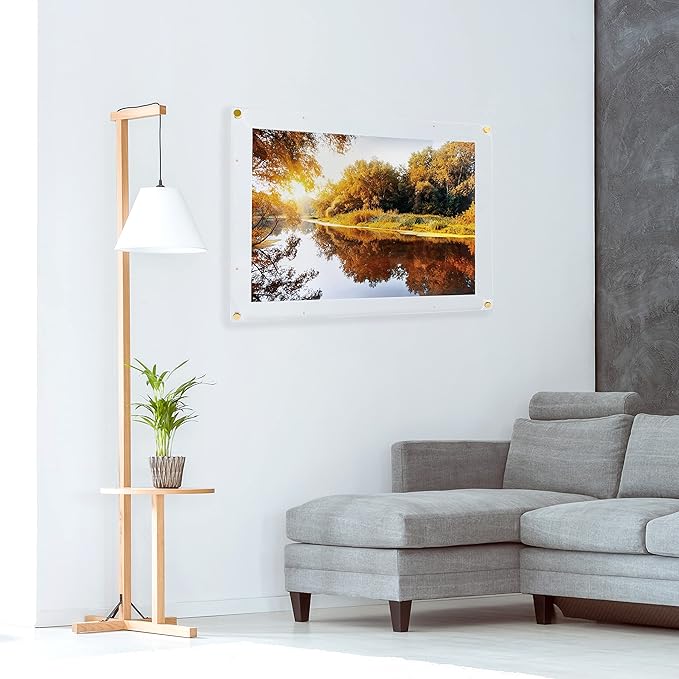 ArtToFrames 18x36 Inch Magnetic Acrylic Frame with Gold Standoffs for Wall Mounting and Removable Acrylic Front, Full Frame Size is 22x40 Inches (AcrylicMagnet-109-18x36-81-1)