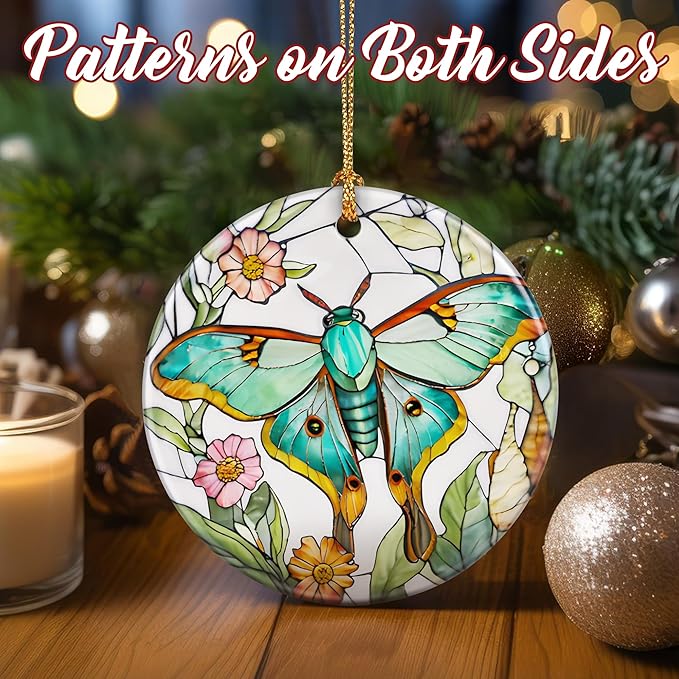 Christmas Ornaments, Dodosky 2.8in Ceramic Hanging Ornament, Xmas Decor, Christmas Tree Ornaments, Xmas Decorations for Tree, Holiday Ornament, Butterfly Gifts, Gifts Ideas, Gift for Women, Her
