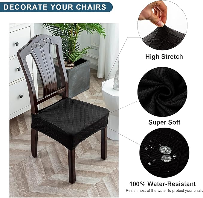 Genina Waterproof Seat Covers for Chairs Seat Covers for Dining Room Chair Slipcovers Kitchen Chair Covers Dining Chair Covers