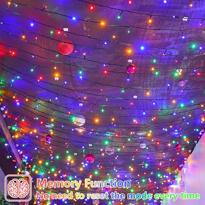 YEGUO Christmas Lights, 165ft 500 LED String Light Multicolor, Green Wire Twinkle Lights for Tree Plug in Indoor Outdoor