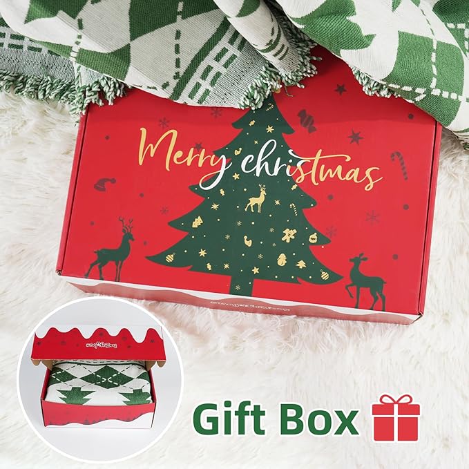 Christmas Couch Cover with Gift Box, Sofa Cover Christmas Tree and Snowflake Design, Sofa Cover for 3 Cushion Couch, Holiday Couch Cover Blanket, Xmas Home Room Festival Decoration, Xmas Gifts