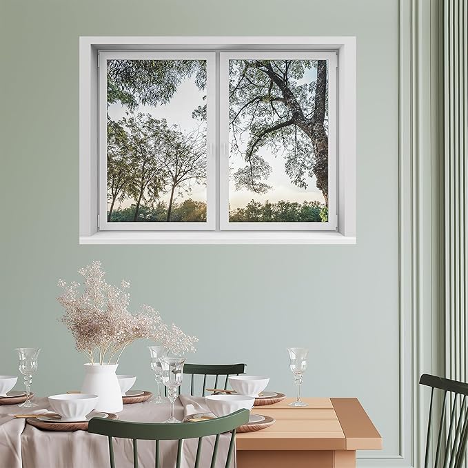 SIGNWIN Removable Wall Sticker/Wall Mural Window Lush Greenery and Sunlit Trees Scene Photography Realism Decorative Landscape Digital Art for Living Room, Bedroom, Office - 24"x32"