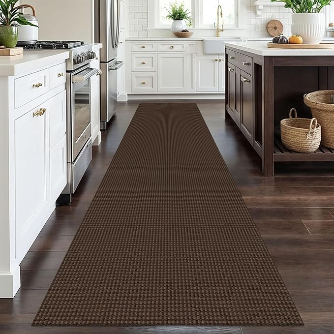 EARTHALL Runner Rug 3x12 Ft Washable Runners for Hallways Extra Long Woven Non Slip Entryway Runner Braided Kitchen Runner Indoor Outdoor Carpet Runners for Entryway, Hall, Foyers, Brown