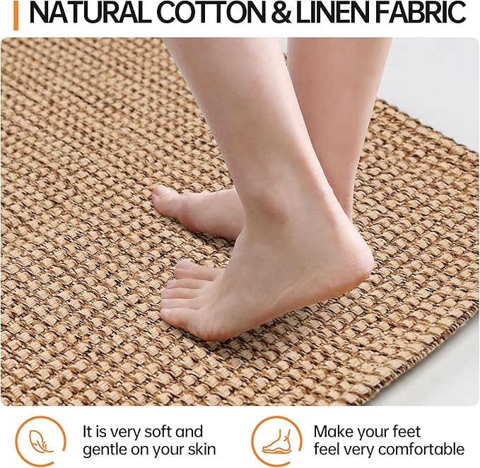 Kitchen Rugs and Mats Non Skid Washable [2PCS] (24" x 36"+ 24" x 60"), Absorbent Kitchen Floor Mats, Boho Cotton Kitchen Runner Rugs Comfort Standing Mat for Sink Hallway Laundry