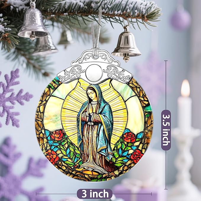 Stained Glass Religious Ornament, Christian Christmas Decorations, Christmas Ornaments for Tree, Catholic Home Decor, Religious Gifts, Faith Gifts for Christian, Gift Ideas & Xmas Gift