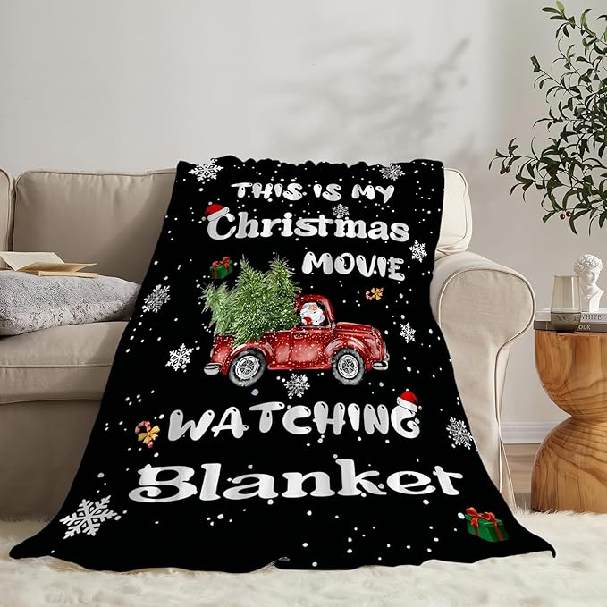 Christmas Truck Blanket Christmas Snow Throw Blankets Plush Cozy Flannel Fleece Ultra Soft Fuzzy Party Blanket Gifts for Girls Women Men Boys Kids Bed 50"X40"