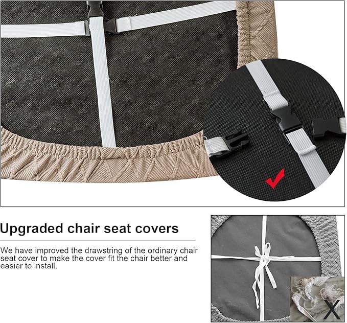 Genina Waterproof Seat Covers for Dining Room Chairs Covers Dining Chair Cover Kitchen Chair Covers (Khaki, 6 Pcs)