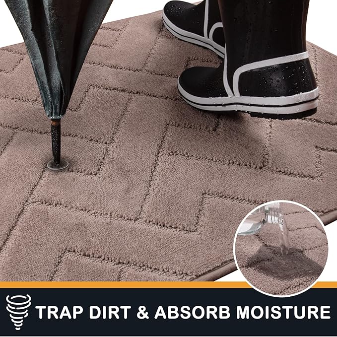 PURRUGS Dirt Trapping Door Mat 32" x 47", Non-Slip Machine Washable Entry Rug, Dog Doormat, Indoor Front Door Mat, Super Absorbent Entryway Rug for Muddy Shoes & Paws, Grayish Brown