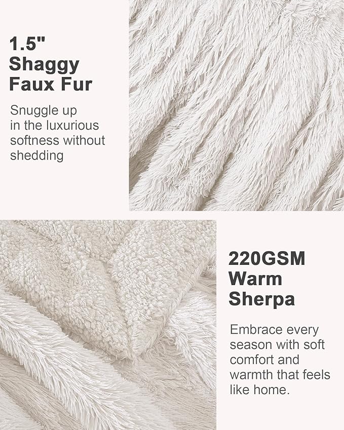 Super Soft Fluffy Faux Fur Throw Blanket for Couch, Fuzzy Sherpa Fleece Cozy Warm Gifts for Women, Room Decor Christmas Plush Thick Throw for Men, Minky Teen Gifts Winter Bedding, 50" x 60"
