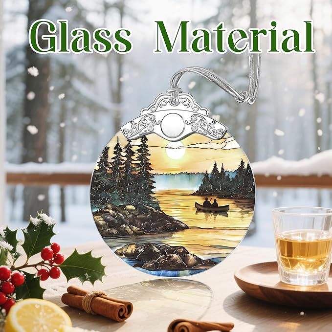 Canoe Lake Sunset Christmas Ornaments: Christmas Tree Ornaments, Holiday Decor for Nature Lover, Stocking Stuffers, Gift Ideas, Xmas Gifts & Gifts for Outdoor and Camping Lover