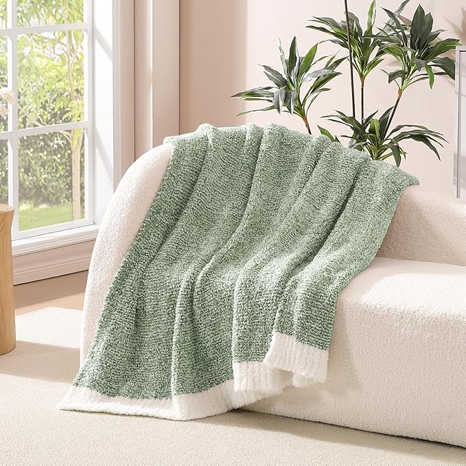 WRENSONGE Throw Blanket Cationic Dyeing Green Soft Cozy Fluffy Warm Hand Made Weave Throw Blankets for Couch, Sofa, Chair, Bed, Camping, Picnic, Travel Lightweight Bed Blanket - 60"x80"