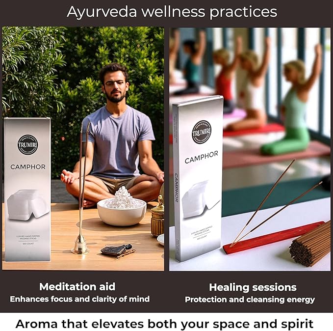 Camphor Incense Sticks - Bulk Pack of 100 Insence-Sticks - Made with Natural Non Toxic Alcanfor Inscent - Scented Incienso Spiritual Insense Incents