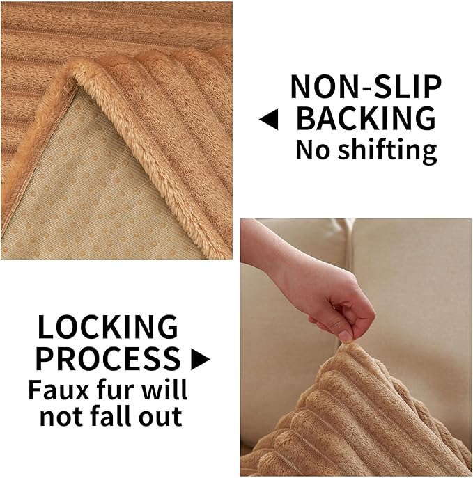 HAOMAIJIA Waterproof Couch Cover for Dogs Washable,Fuzzy Pet Couch Covers for Sofa,Thick Soft Dog Bed Cover Non-Slip Couch Covers for 2 Cushion Couch Sofa Pet Friendly (Khaki, 35" x 62")