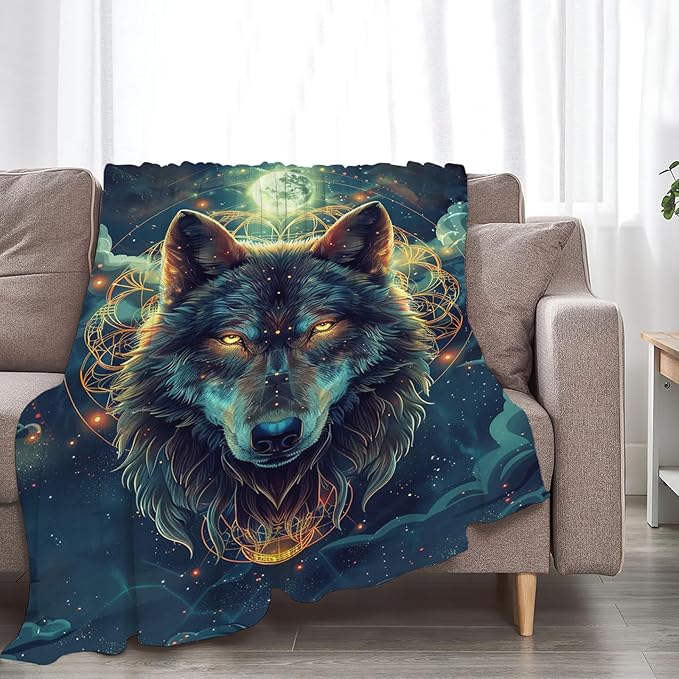 Tijuboni Wolf Throw Blanket Wolf Gifts for Girls Boys Women Men Kids Adults Soft Flannel Fleece Blanket for Couch Sofa Bed Home Decor 60"x80"