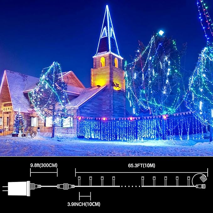 LAMPHOME 33ft Christmas Decorative Mini Lights, 100 LED Green Wire Fairy Starry String Lights Plug in, 11 Lighting Modes, for Indoor Outdoor Xmas Tree Wedding Party Decoration (Blue)
