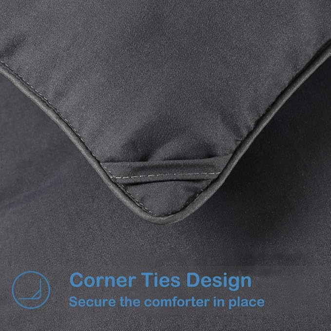 EASELAND King Size Down Alternative Comforter - Quilted Duvet Insert for All Seasons, Soft Lightweight with Corner Tabs, Summer Winter Warm Bedding, Dark Grey 90x102 Inches