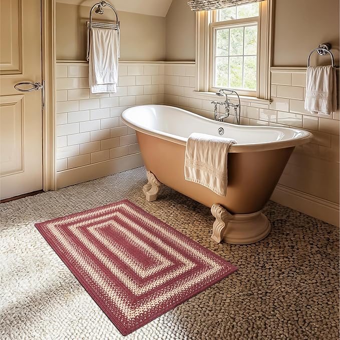 Homespice Autumn Maple Jute Braided Rug 2x3' - Primitive Country Kitchen Rugs Also Ideal to Use in Kitchen and Bathroom